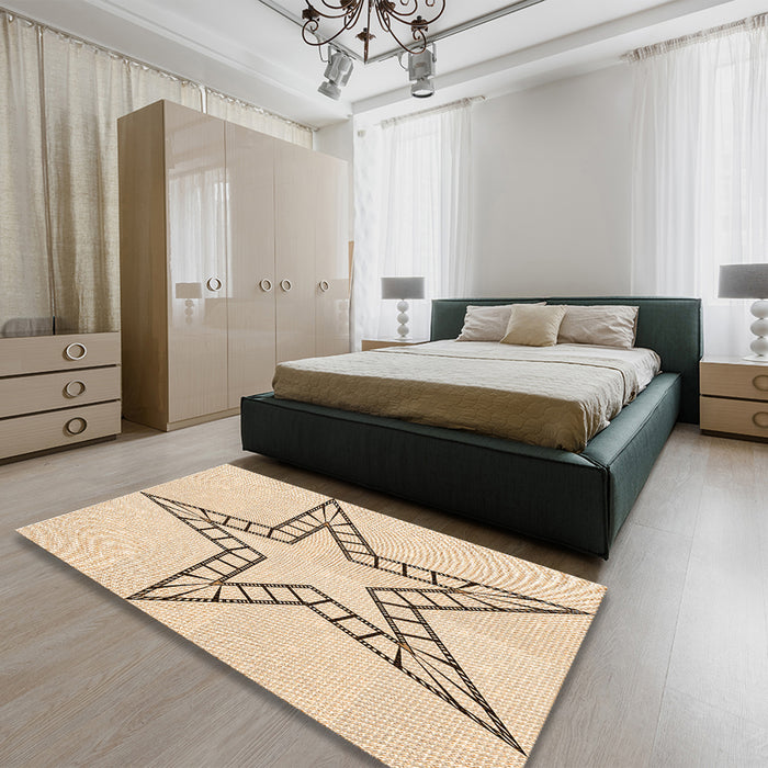 Patterned Peru Brown Rug in a Bedroom, pat85org