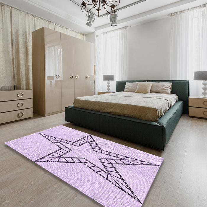 Patterned Orchid Purple Rug in a Bedroom, pat85pur