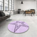 Round Patterned Orchid Purple Rug in a Office, pat85pur