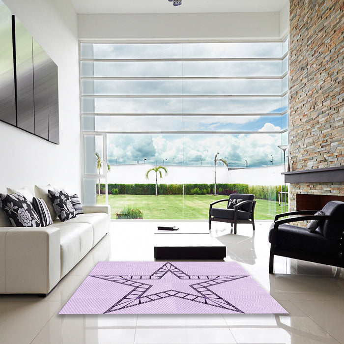 Square Patterned Orchid Purple Rug in a Living Room, pat85pur