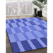 Machine Washable Transitional Sky Blue Rug in a Family Room, wshpat850blu