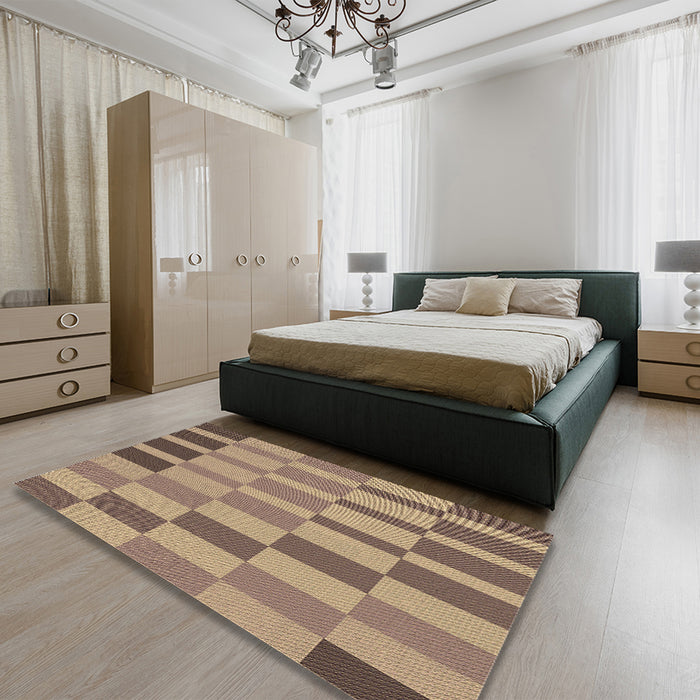 Patterned Brown Sand Brown Rug in a Bedroom, pat850brn