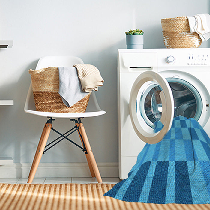 Machine Washable Transitional Neon Blue Rug in a Washing Machine, wshpat850lblu