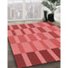 Machine Washable Transitional Red Rug in a Family Room, wshpat850rd