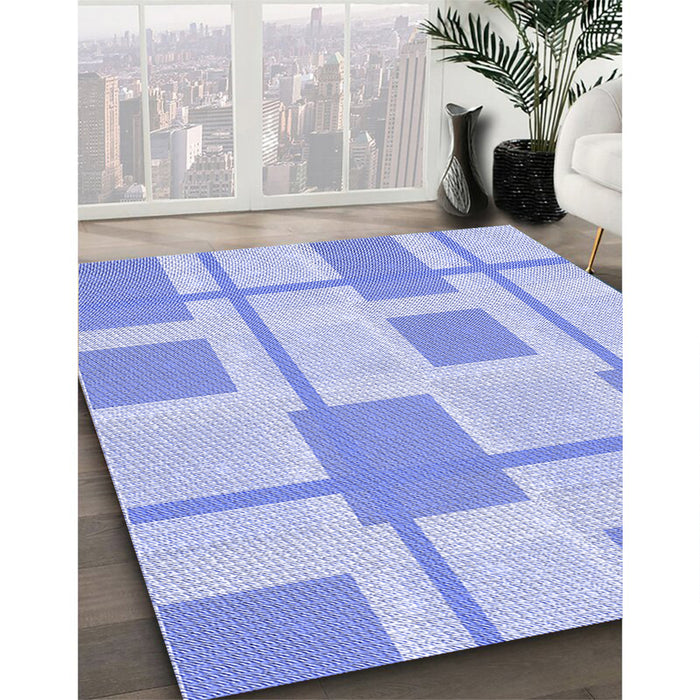 Machine Washable Transitional Sky Blue Rug in a Family Room, wshpat851blu