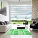 Machine Washable Transitional Jade Green Rug in a Kitchen, wshpat851grn