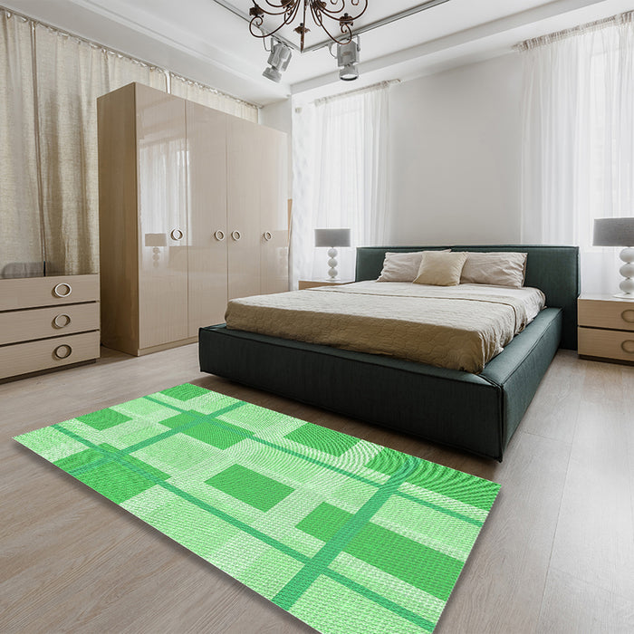 Patterned Jade Green Rug in a Bedroom, pat851grn