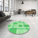 Round Patterned Jade Green Rug in a Office, pat851grn