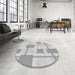 Round Patterned Gunmetal Gray Rug in a Office, pat851gry