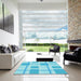 Machine Washable Transitional Bright Turquoise Blue Rug in a Kitchen, wshpat851lblu