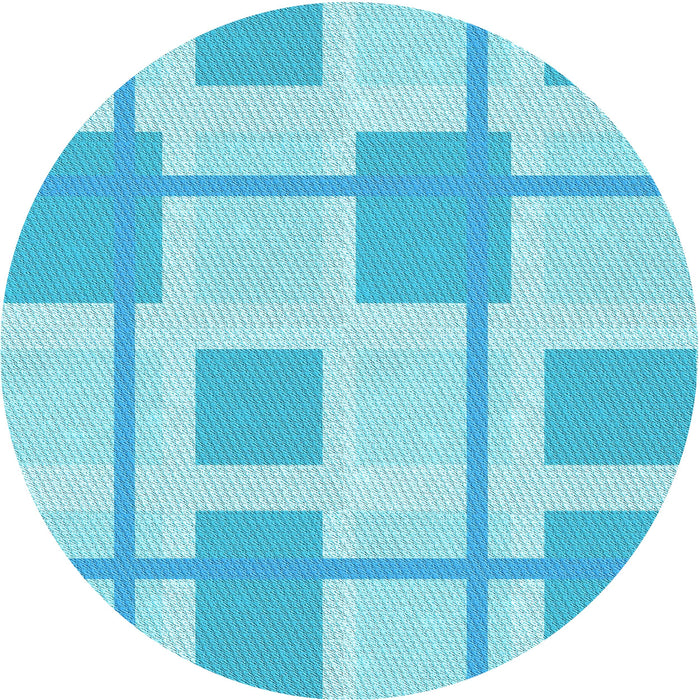 Square Patterned Bright Turquoise Blue Rug, pat851lblu