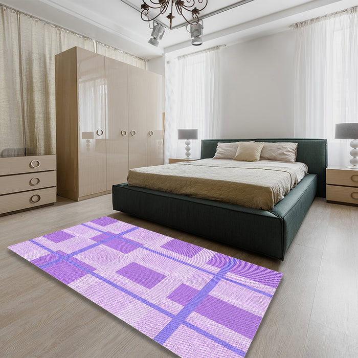 Round Machine Washable Transitional Purple Rug in a Office, wshpat851pur