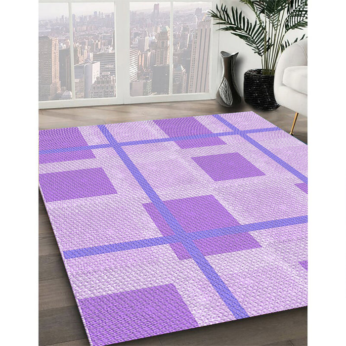 Patterned Purple Rug in Family Room, pat851pur