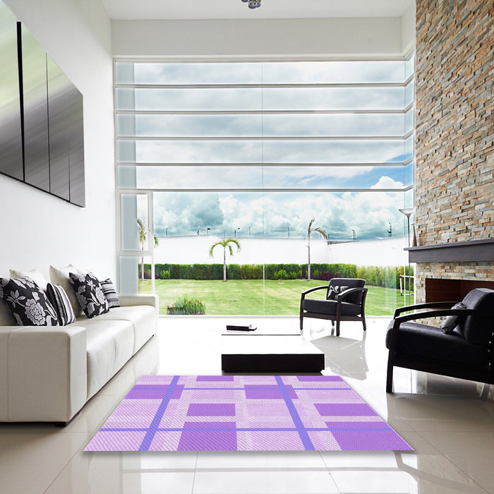 Machine Washable Transitional Purple Rug in a Kitchen, wshpat851pur