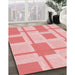 Machine Washable Transitional Deep Rose Pink Rug in a Family Room, wshpat851rd