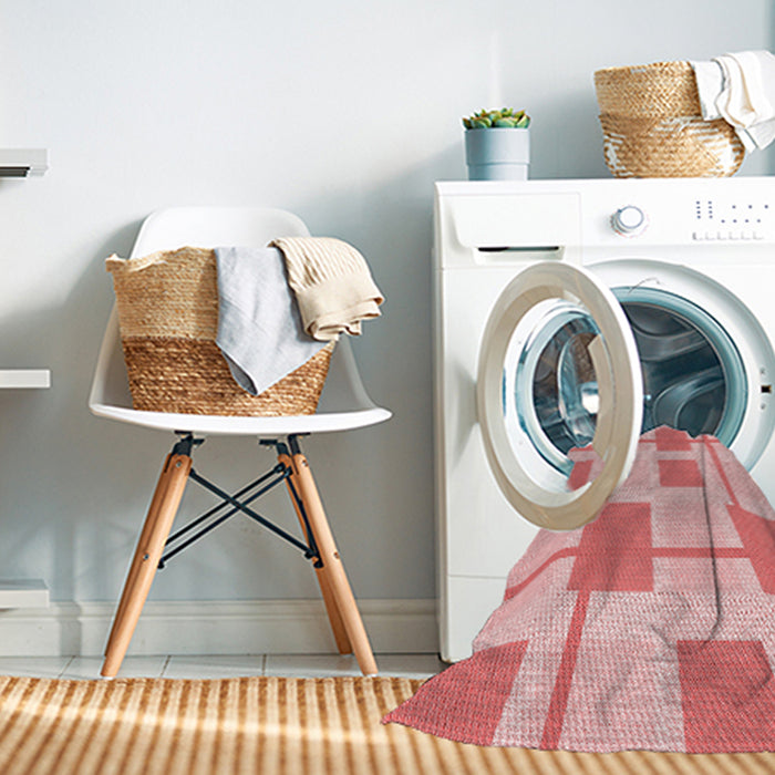 Machine Washable Transitional Deep Rose Pink Rug in a Washing Machine, wshpat851rd