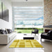 Machine Washable Transitional Bold Yellow Rug in a Kitchen, wshpat851yw