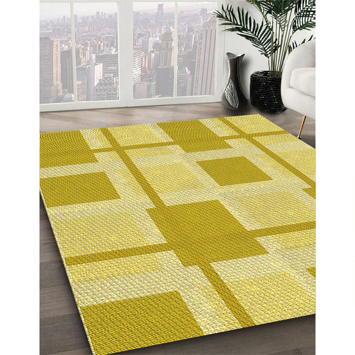 Machine Washable Transitional Bold Yellow Rug in a Family Room, wshpat851yw