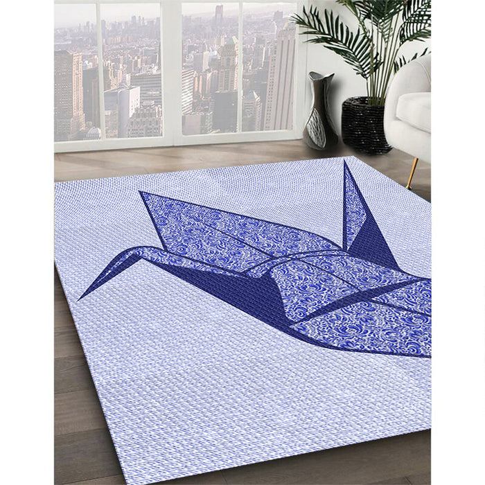 Patterned Lavender Blue Rug in Family Room, pat852blu