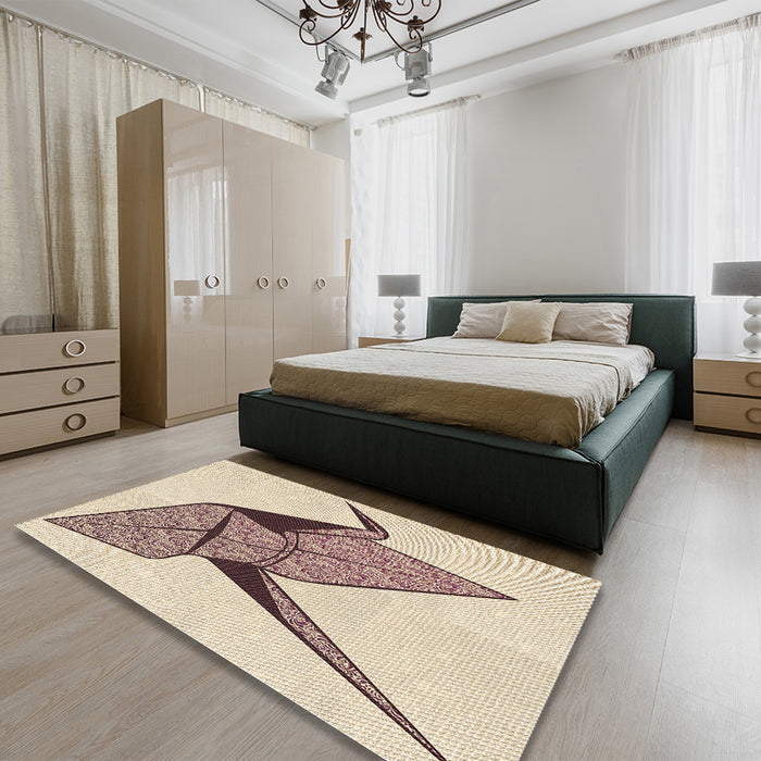 Patterned Wheat Beige Rug in a Bedroom, pat852brn