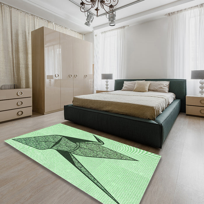 Patterned Mint Green Rug in a Bedroom, pat852grn