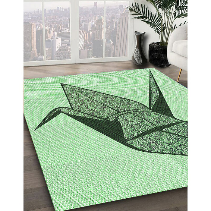 Machine Washable Transitional Mint Green Rug in a Family Room, wshpat852grn