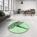 Round Patterned Mint Green Rug in a Office, pat852grn