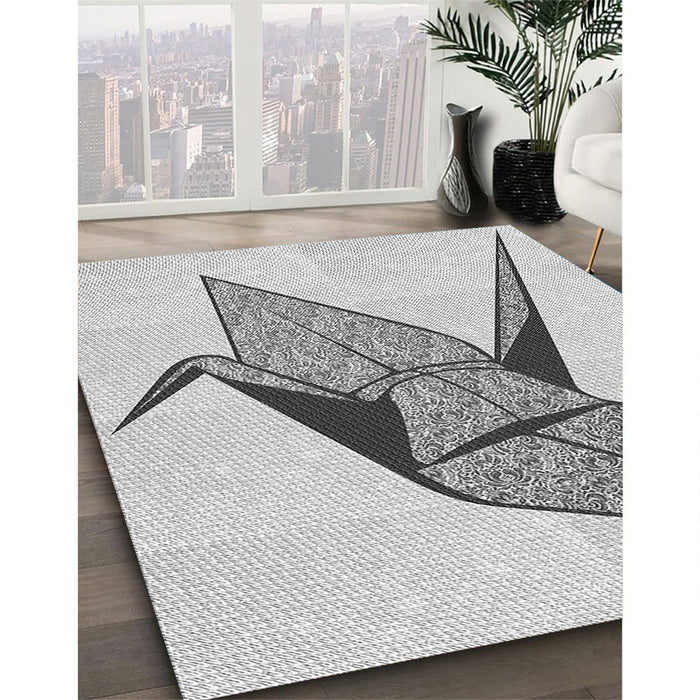 Machine Washable Transitional Platinum Gray Rug in a Family Room, wshpat852gry