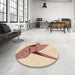 Round Patterned Navajo White Gold Rug in a Office, pat852org