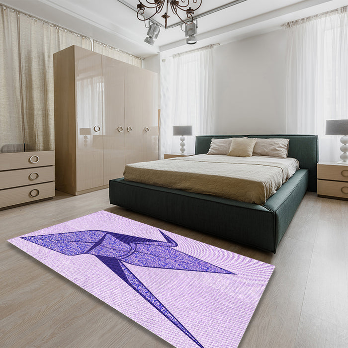 Patterned Purple Rug in a Bedroom, pat852pur