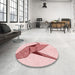 Round Patterned Red Rug in a Office, pat852rd