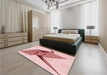 Patterned Red Rug in a Bedroom, pat852rd