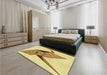 Patterned Cinnamon Brown Rug in a Bedroom, pat852yw