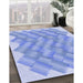 Machine Washable Transitional Sky Blue Rug in a Family Room, wshpat853blu