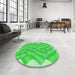 Round Patterned Neon Green Rug in a Office, pat853grn