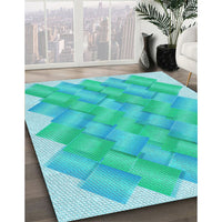 Patterned Turquoise Green Rug, pat853lblu