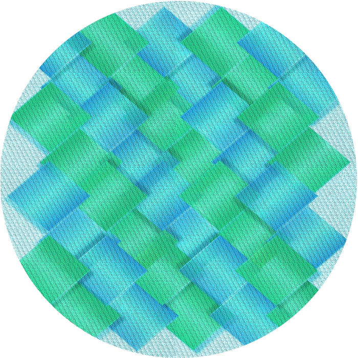 Square Patterned Turquoise Green Rug, pat853lblu