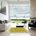 Square Patterned Caramel Brown Rug in a Living Room, pat853org