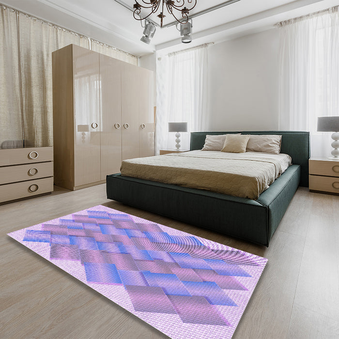 Patterned Purple Rug in a Bedroom, pat853pur