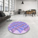 Round Patterned Purple Rug in a Office, pat853pur