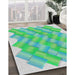 Patterned Mint Green Novelty Rug in Family Room, pat853