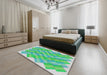 Patterned Mint Green Novelty Rug in a Bedroom, pat853