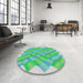 Round Machine Washable Transitional Mint Green Rug in a Office, wshpat853