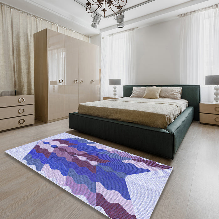 Patterned Amethyst Purple Rug in a Bedroom, pat854blu