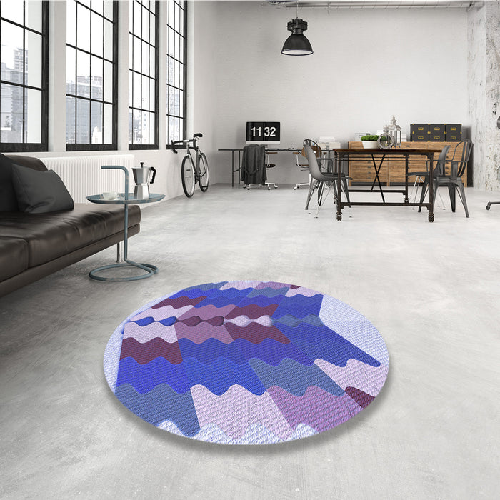 Round Patterned Amethyst Purple Rug in a Office, pat854blu