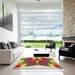 Machine Washable Transitional Red Rug in a Kitchen, wshpat854brn