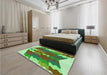 Patterned Fern Green Rug in a Bedroom, pat854grn