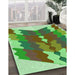 Patterned Fern Green Rug in Family Room, pat854grn