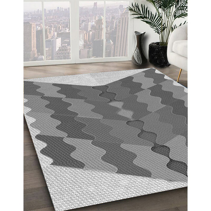 Patterned Cloud Gray Rug in Family Room, pat854gry