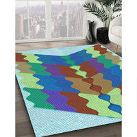 Patterned Medium Aqua Marine Green Rug, pat854lblu